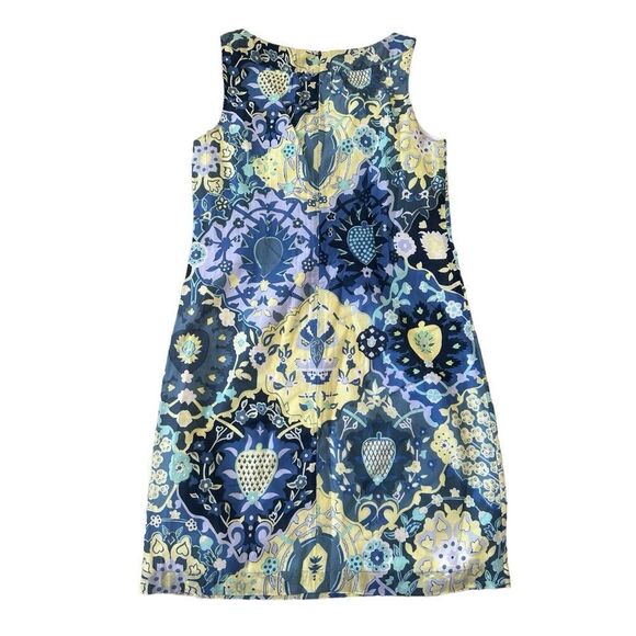 Talbots Retro Style 100% Cotton Abstract Floral Print Shift Dress Size 6 - Picture 2 of 10